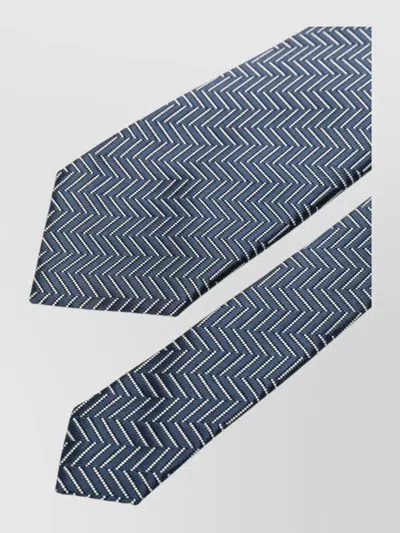 Tom Ford Silk Tie Chevron Pattern Pointed Tip In Blue