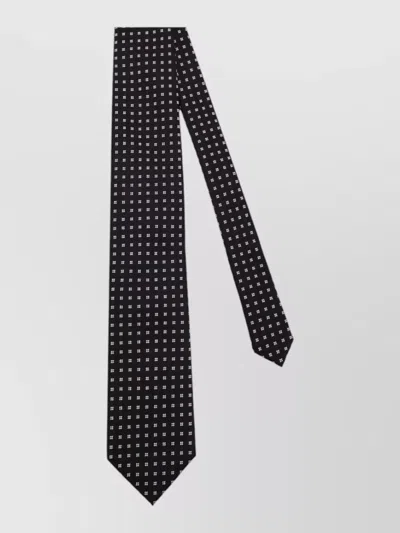 Tom Ford Silk Tie Flower Motif Slim Design In Black