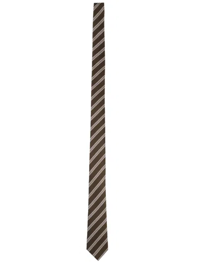 Tom Ford Striped Tie In Brown