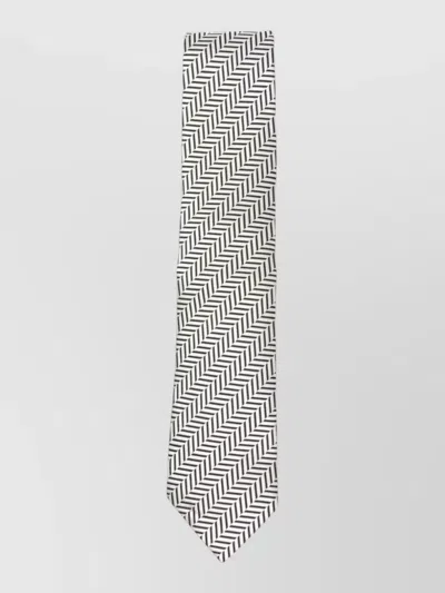 Tom Ford Silk Tie Herringbone Pattern Pointed Tip In Gray