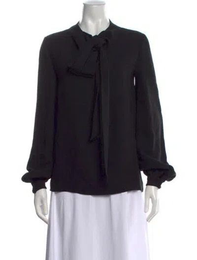 Pre-owned Tom Ford Silk Tie Neck Blouse In Black
