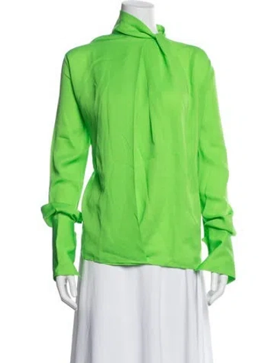 Pre-owned Tom Ford Silk Tie Neck Blouse In Green