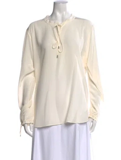 Pre-owned Tom Ford Silk Tie Neck Blouse In Neutral