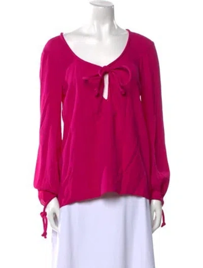 Pre-owned Tom Ford Silk Tie Neck Blouse In Pink