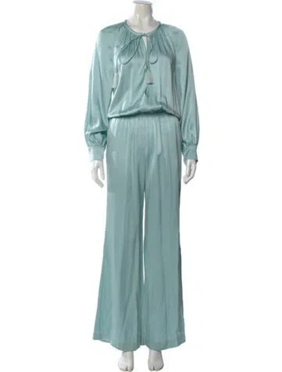 Pre-owned Tom Ford Silk Tie Neck Jumpsuit In Blue