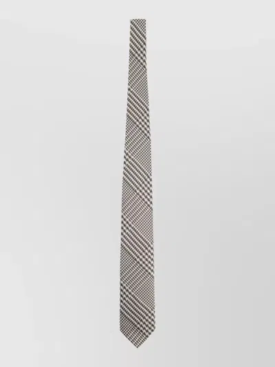 Tom Ford Silk Tie Standard Width Pointed Tip Houndstooth In Brown