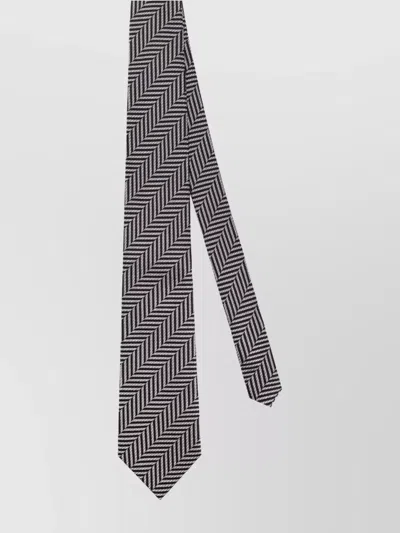 Tom Ford Silk Tie With 8cm Width And Herringbone & Chevron Patterns In Black