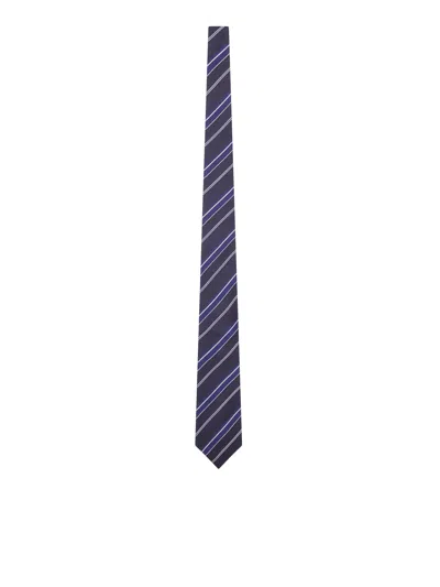 Tom Ford Silk Tie With Diagonal Stripes In Blue