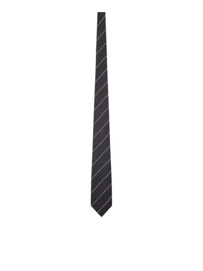 Tom Ford Silk Tie With Geometric Pattern In Black