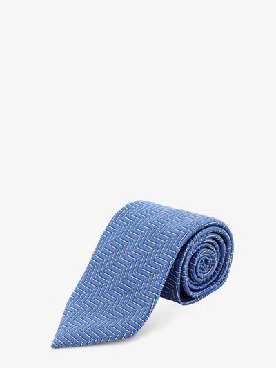 Tom Ford Silk Tie With Geometric Pattern In Purple