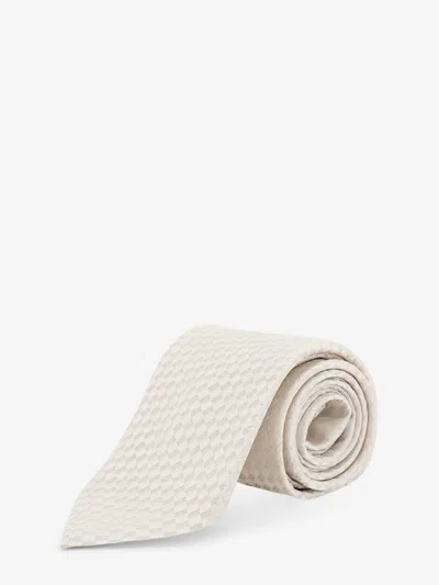 Tom Ford Silk Tie With Geometric Pattern In White