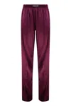 Tom Ford Fuchsia Pants With Elastic Waist With Logo Lettering In Silk Stretch Woman In Burgundy