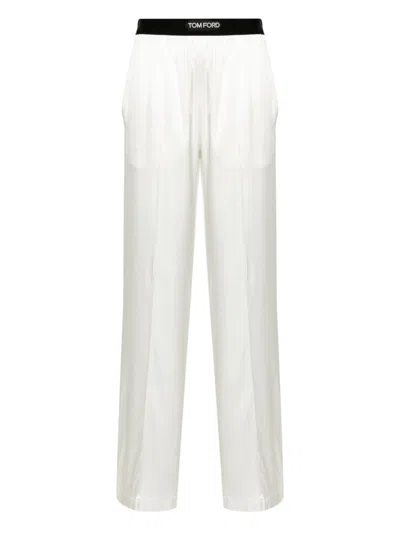 Tom Ford Stretch Silk Satin Pj Pants In White