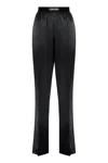 Tom Ford Black Loose Pants With Logo In Stretch Silk Woman  In Black