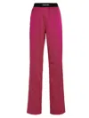Tom Ford Fuchsia Pants With Elastic Waist With Logo Lettering In Silk Stretch Woman In Fuchsia