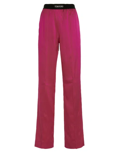 Tom Ford Silk Trousers In Fuchsia