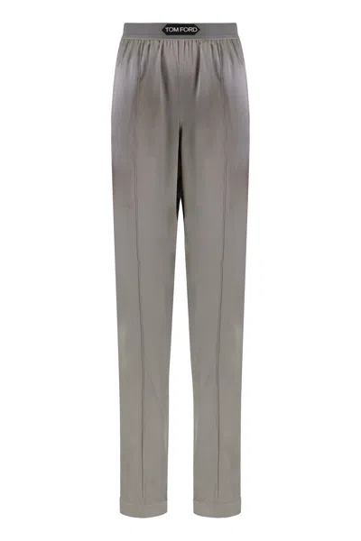 Tom Ford Silk Satin Pijama Pant In Gray
