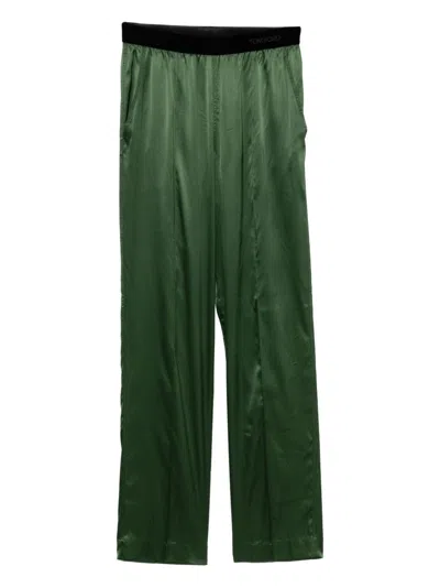 Tom Ford Silk Trousers In Green