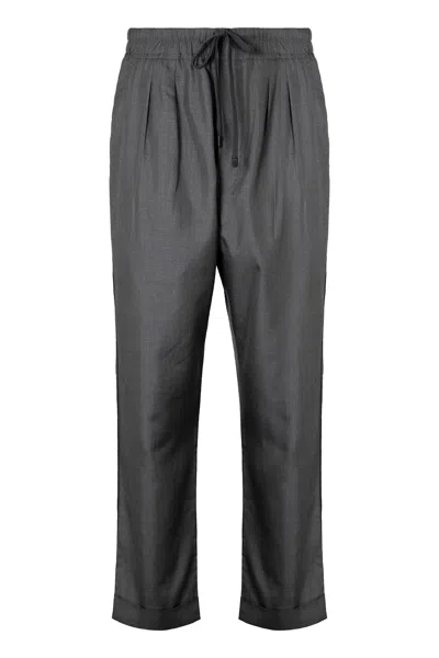 Tom Ford Straight-leg Silk-twill Drawstring Trousers In Gray