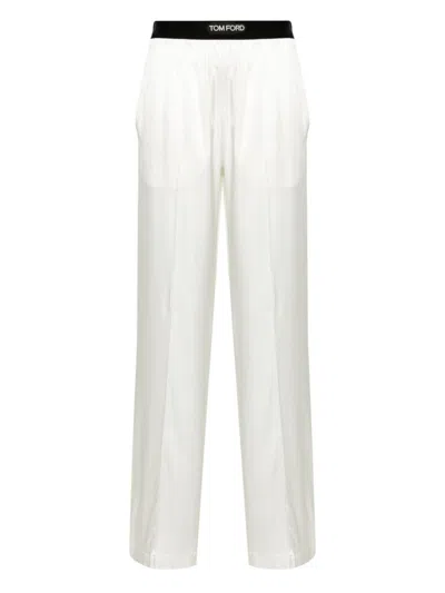 Tom Ford Silk Trousers In White