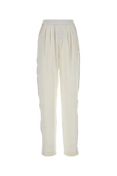 Tom Ford Silk Twill Pj Pants With Piping In White