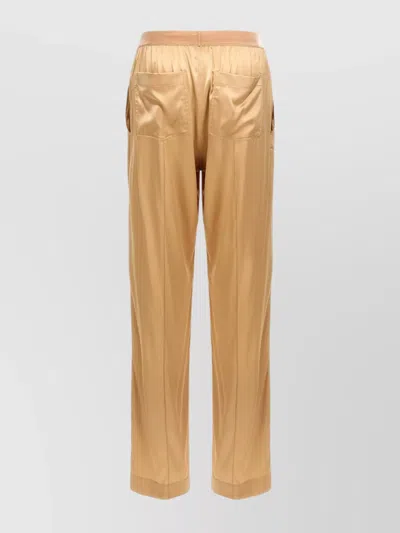 Tom Ford Silk Trousers With Back Pockets And Elastic Waistband In Gold