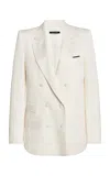 Tom Ford Silk Twill Double-breasted Blazer In White