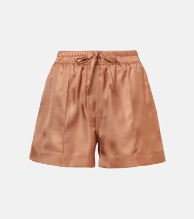 Tom Ford Silk Twill Shorts In Brown