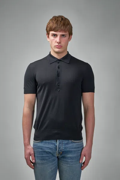 Tom Ford Silk Viscose Ss Polo In Black