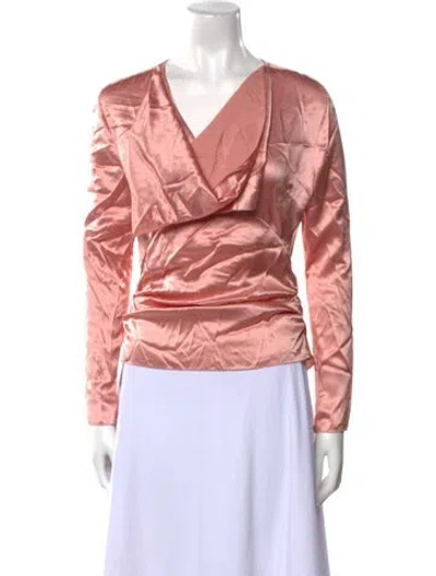 Pre-owned Tom Ford Silk V-neck Blouse In Pink