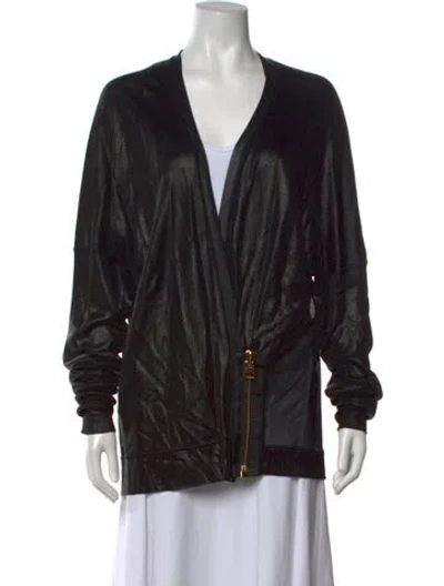 Pre-owned Tom Ford Silk V-neck Sweater In Black