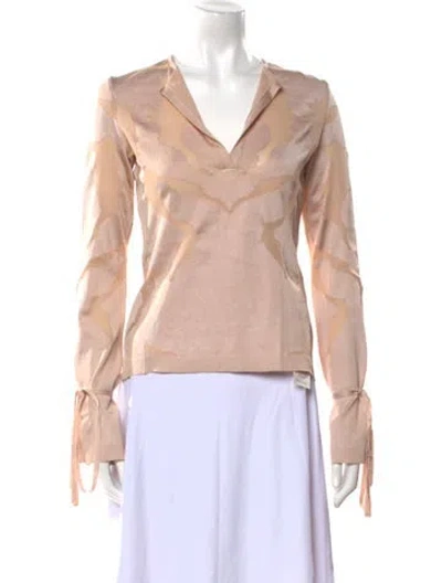Pre-owned Tom Ford Silk V-neck Sweater In Brown