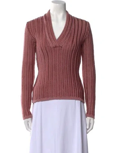 Pre-owned Tom Ford Silk V-neck Sweater In Pink