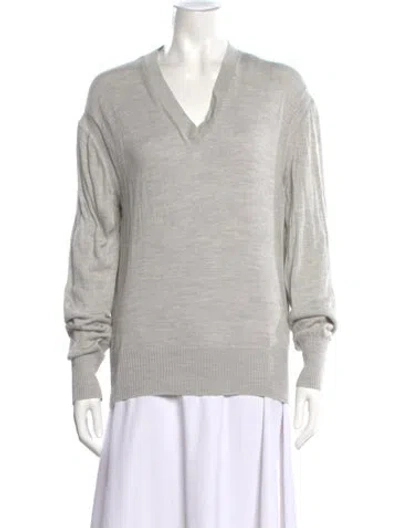 Pre-owned Tom Ford Silk V-neck Top In Gray