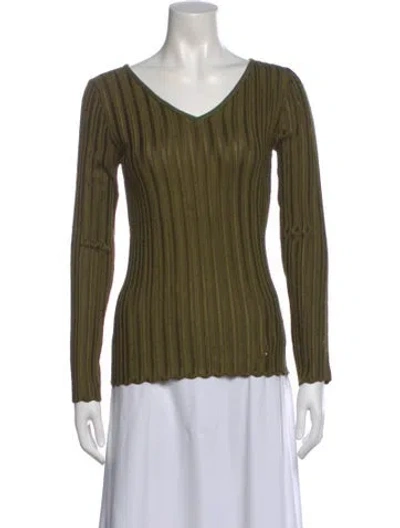 Pre-owned Tom Ford Silk V-neck Top In Green
