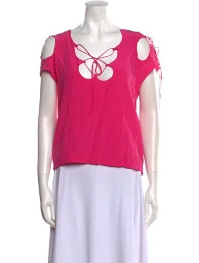 Pre-owned Tom Ford Silk V-neck Top In Pink