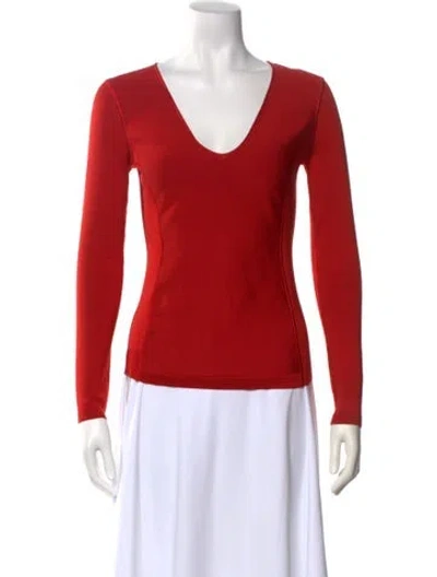Pre-owned Tom Ford Silk V-neck Top W/ Tags In Red
