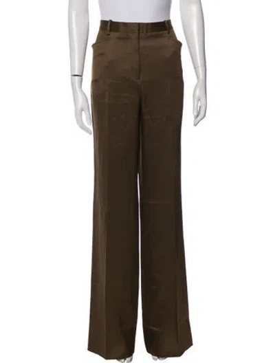 Pre-owned Tom Ford Silk Wide Leg Pants In Brown