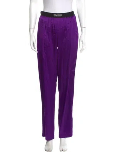 Pre-owned Tom Ford Silk Wide Leg Pants In Purple