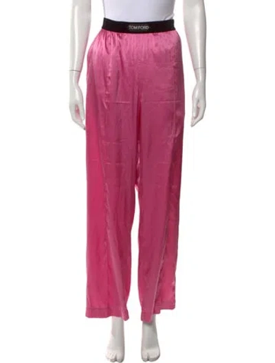 Pre-owned Tom Ford Silk Wide Leg Pants W/ Tags In Pink