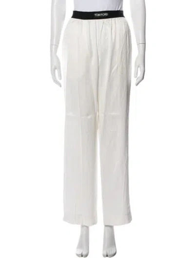 Pre-owned Tom Ford Silk Wide Leg Pants In White