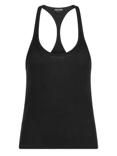 Tom Ford Silk-blend Logo Blouse In Black