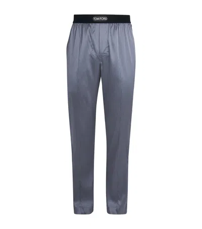 Tom Ford Silk-blend Pyjama Trousers In Grey