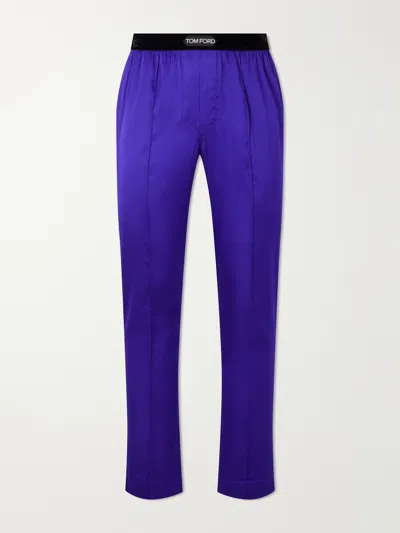 Tom Ford Silk-blend Satin Pyjama Trousers In Purple