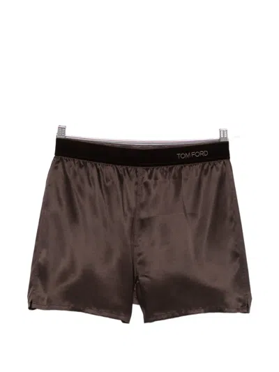 Tom Ford Silk-satin Pajamas Shorts In Animal Print