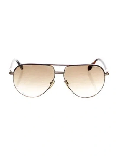 Pre-owned Tom Ford Silvano Aviator Sunglasses In Silver