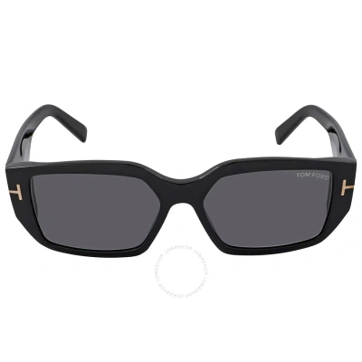 Tom Ford Silvano Smoke Rectangular Men's Sunglasses Ft0989 01a 56 In Black