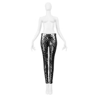 Pre-owned Tom Ford Silver & Black Leopard Print Sequin Leggings 2018
