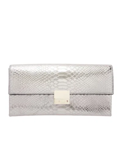 Tom Ford Jean Metallic Snake-effect Leather Clutch In Red