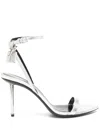 Tom Ford Silver Heels With Ankle Strap In White